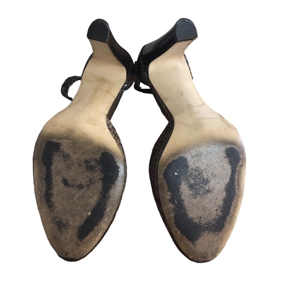 Banana Republic 3.5”Heels Faux Snakeskin Brown/Black w/Ankle strap Size 6.5 - Picture 4 of 6